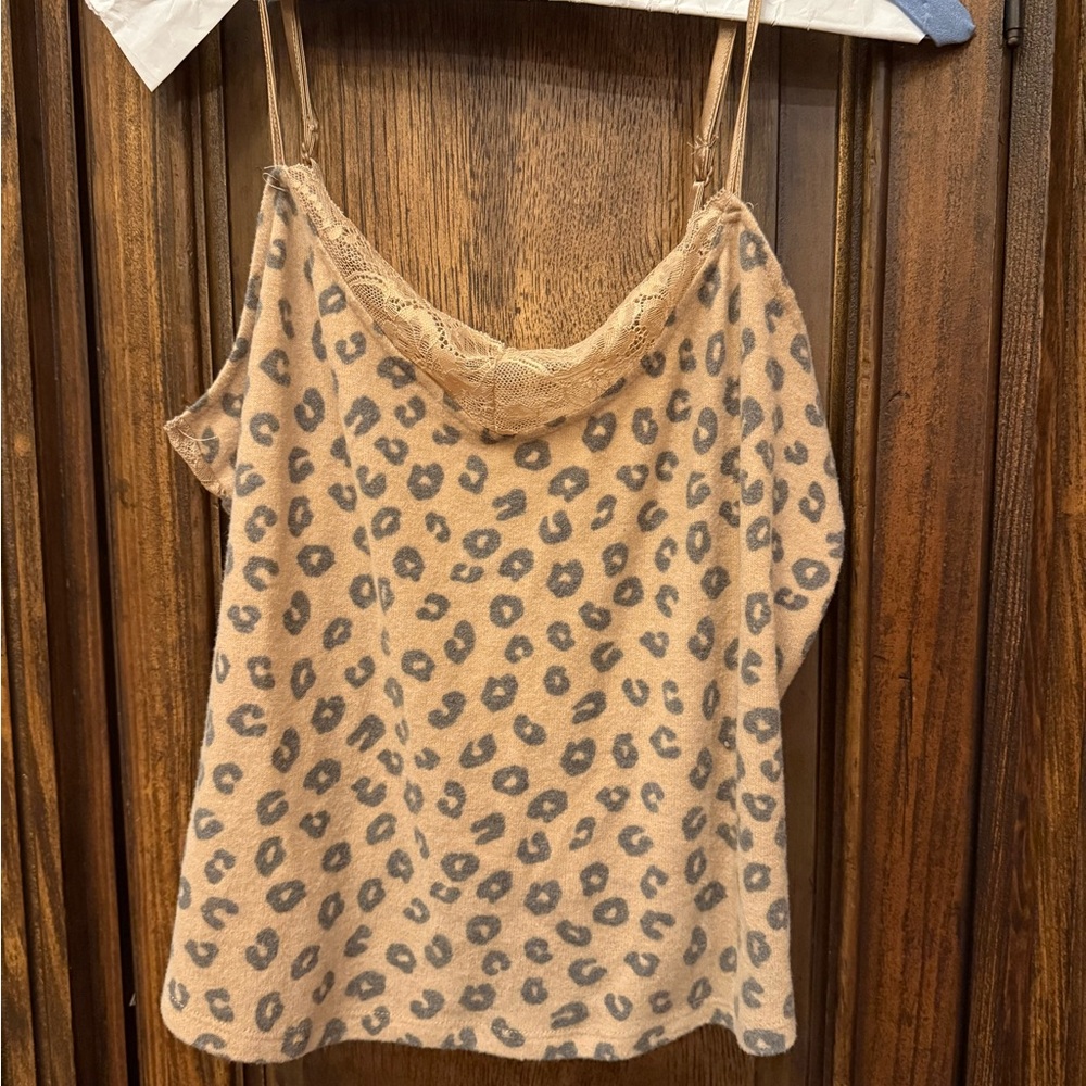 Francesca's Collections Tan and Gray Leopard Camisole